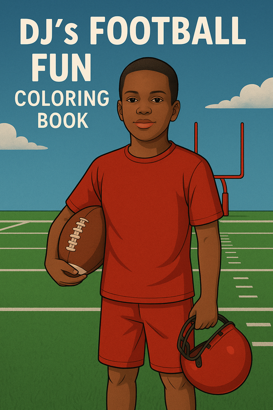 DJ’s Football Fun Coloring Book (Available on Amazon)